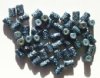 50 6x4mm Metallic Montana Blue Textured Tube Beads